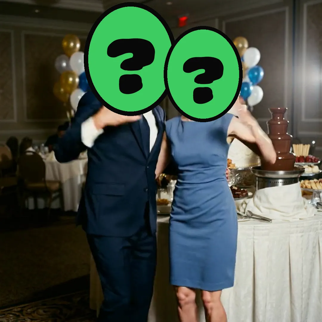 Mazel Tov, Bar Mitzvah video card, scene 3: dancers with a ? where your face goes (funny bar mitzvah card)