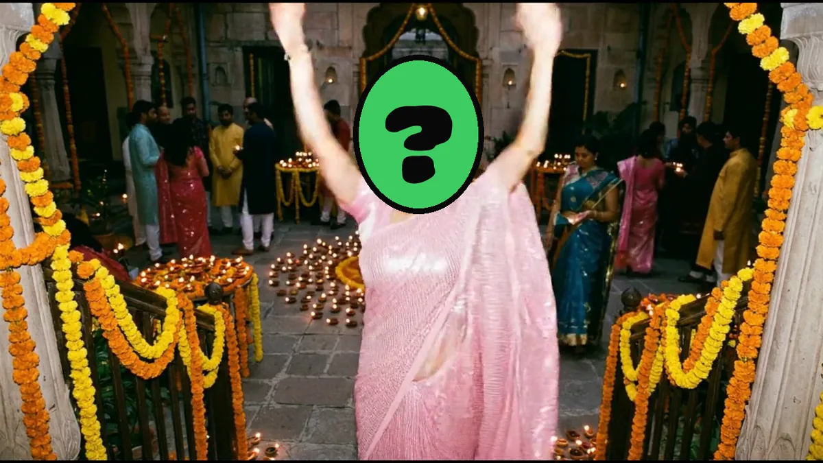 Festival of Lights video card, scene 2: dancers with a ? where your face goes (best holiday ecards 2026)