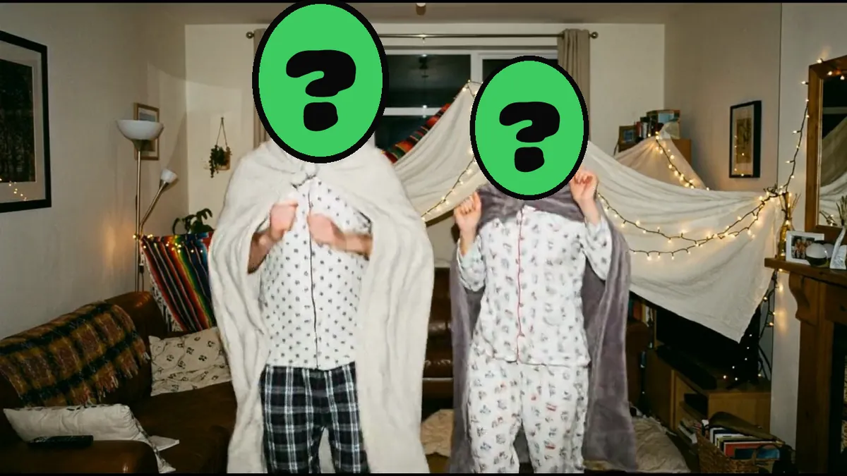 Get Well Soon video card, scene 2: dancers with a ? where your face goes (hallmark ecards)