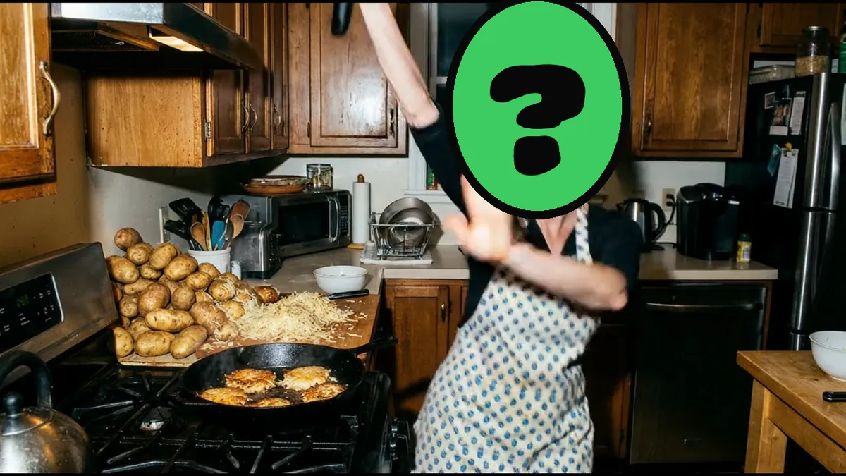 Latke Party video card, scene 2: dancers with a ? where your face goes (jibjab alternative)