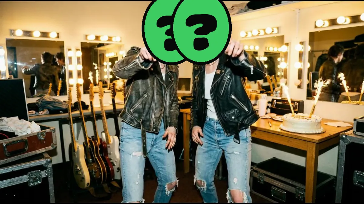 Shred Your Birthday video card, scene 2: dancers with a ? where your face goes (is jibjab free)