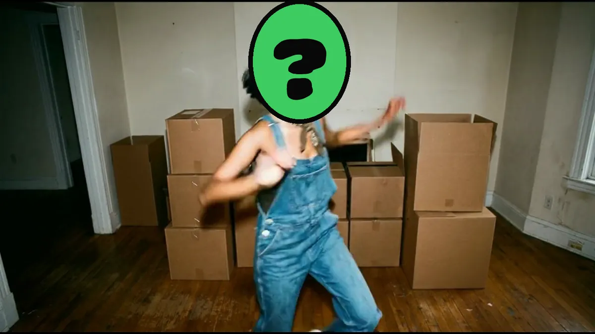 Home Sweet Home video card, scene 2: dancers with a ? where your face goes (housewarming ecard)