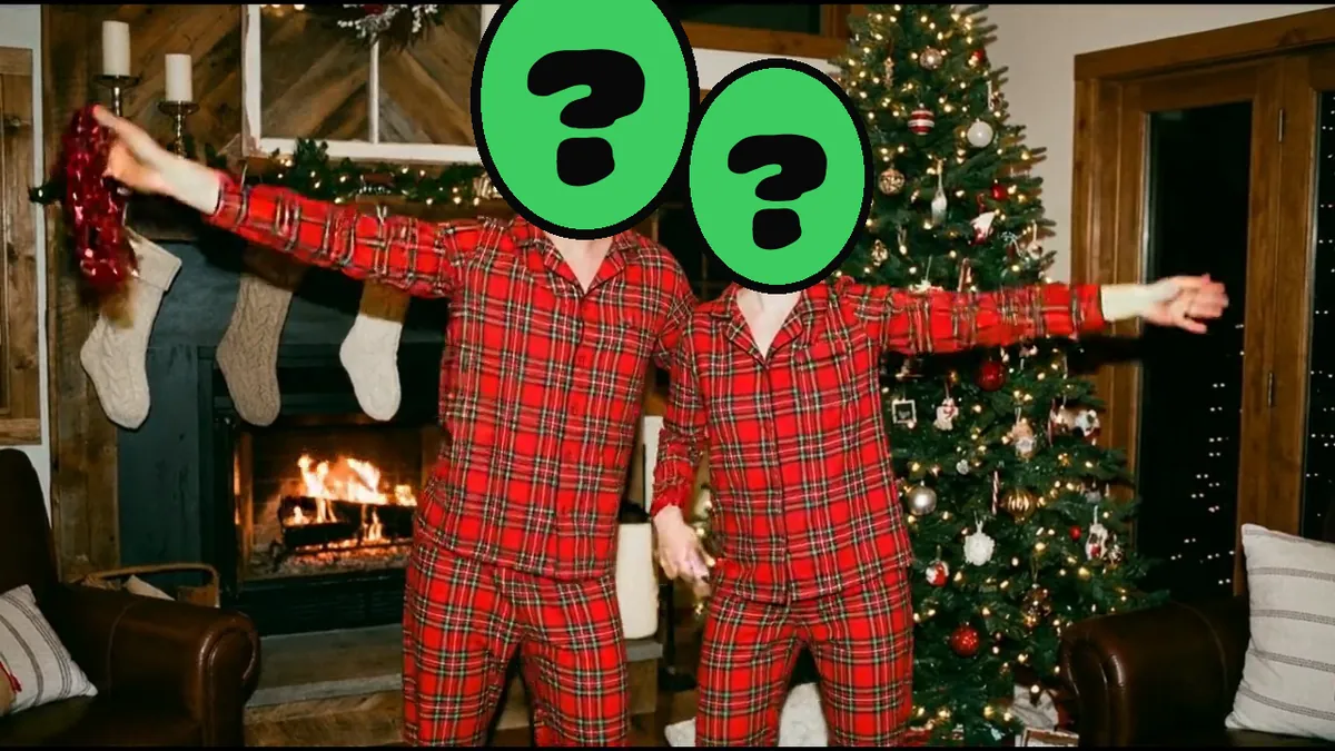 Meowy Christmas video card, scene 2: dancers with a ? where your face goes (funny christmas ecards add your face)