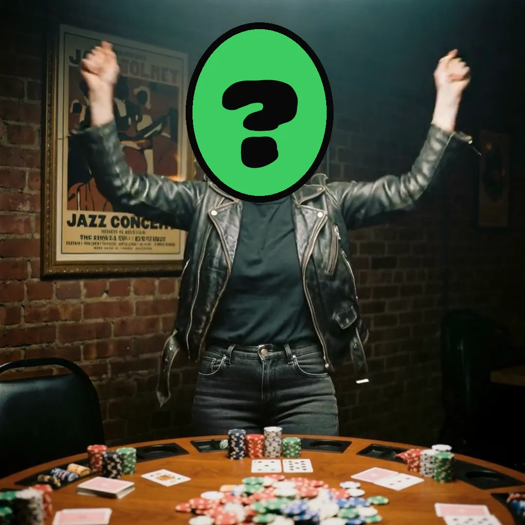 Poker Night video card, scene 3: dancers with a ? where your face goes (poker night invitation)