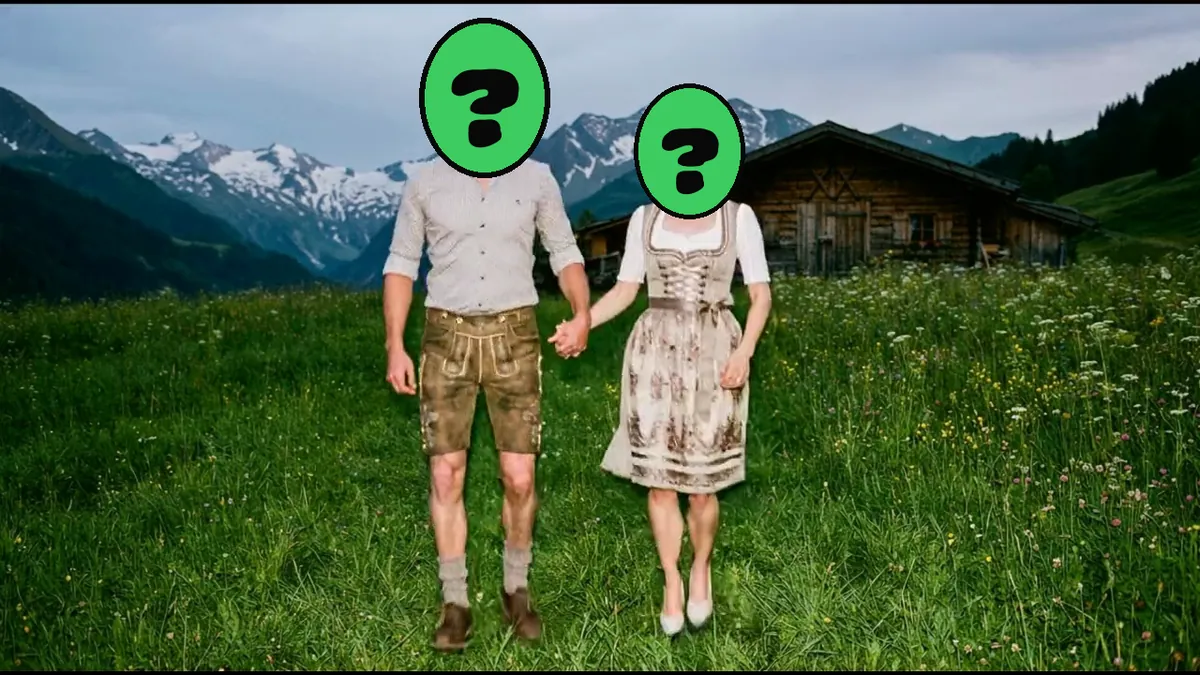 Birthday Polka video card, scene 2: dancers with a ? where your face goes (funny dad birthday cards)
