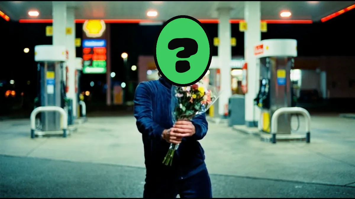 Sorry, Not Sorry video card, scene 2: dancers with a ? where your face goes (birthday roast jokes)