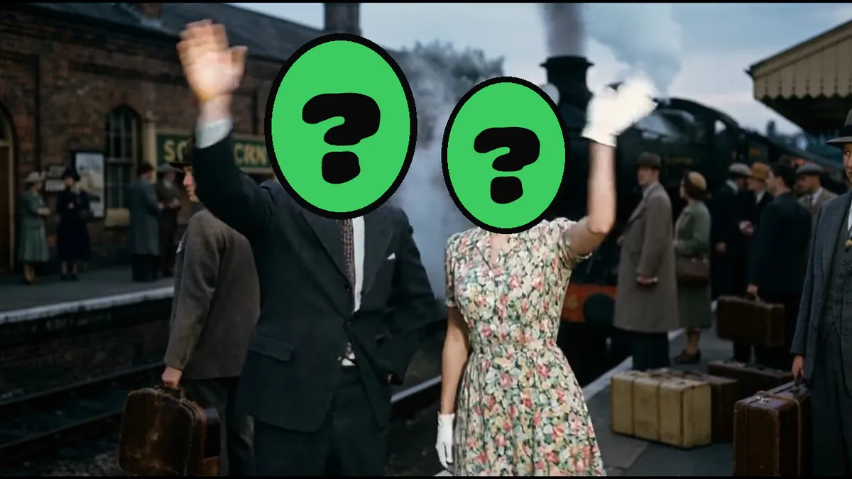 Big Band Birthday video card, scene 3: dancers with a ? where your face goes (funny birthday card messages)