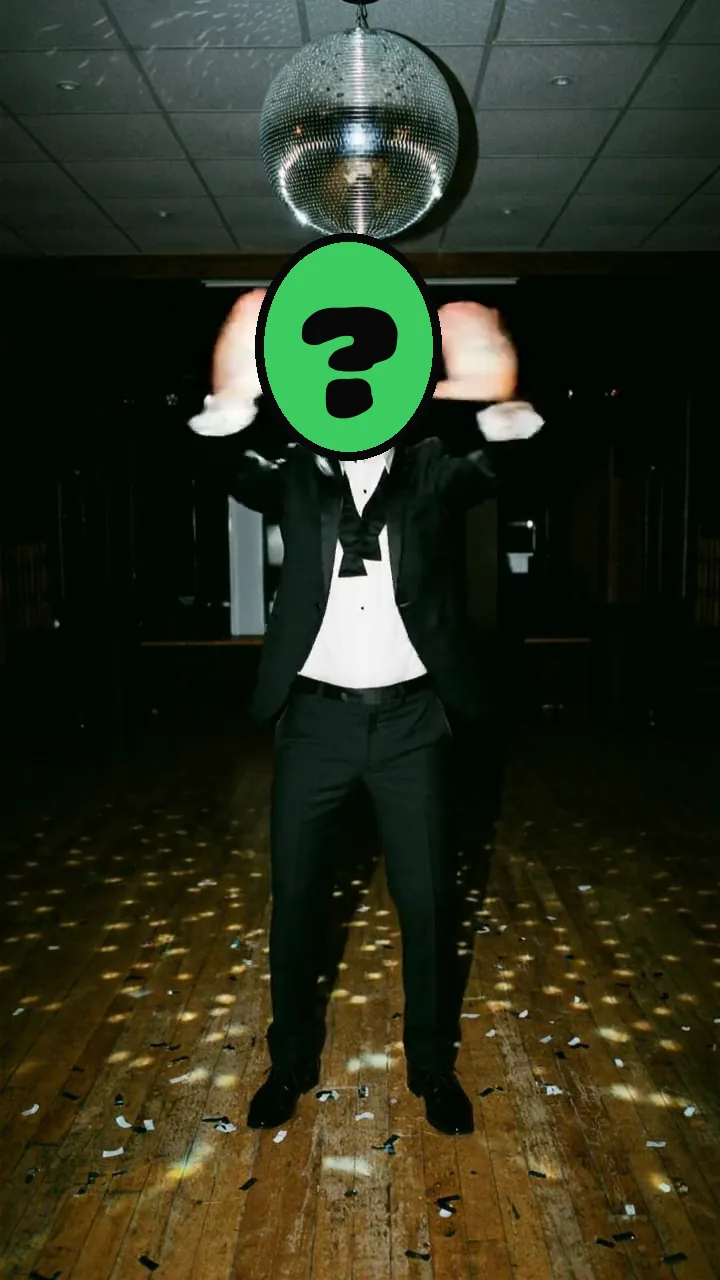 Wedding Day Again video card, scene 2: dancers with a ? where your face goes (best funny anniversary ecards 2027)