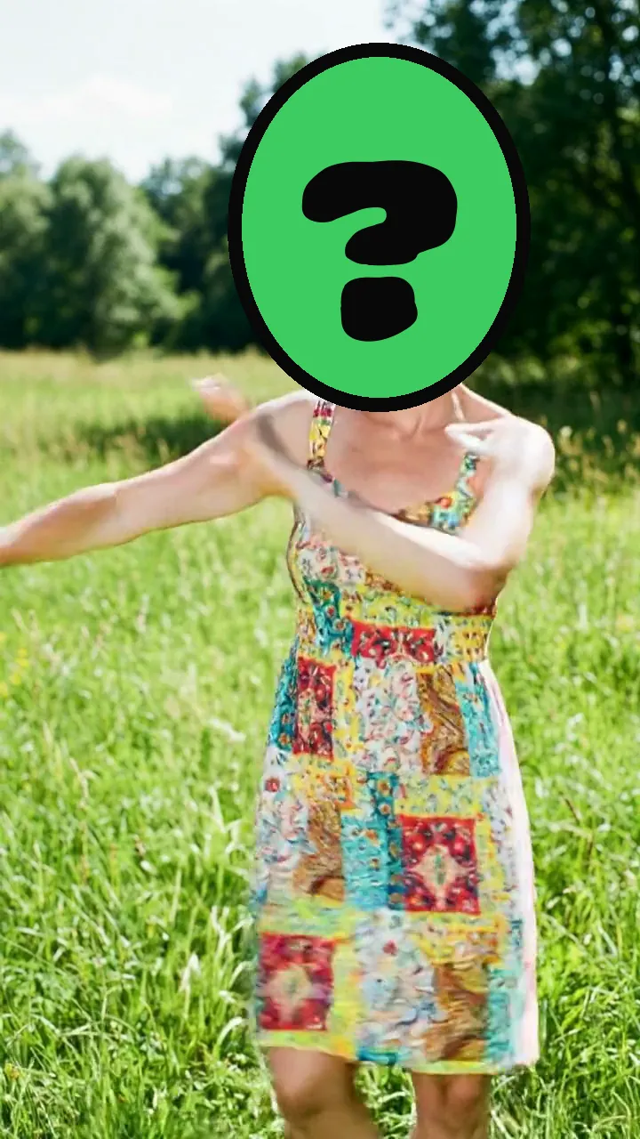 Touch Grass video card, scene 2: dancers with a ? where your face goes (black friday deals for funny cards)